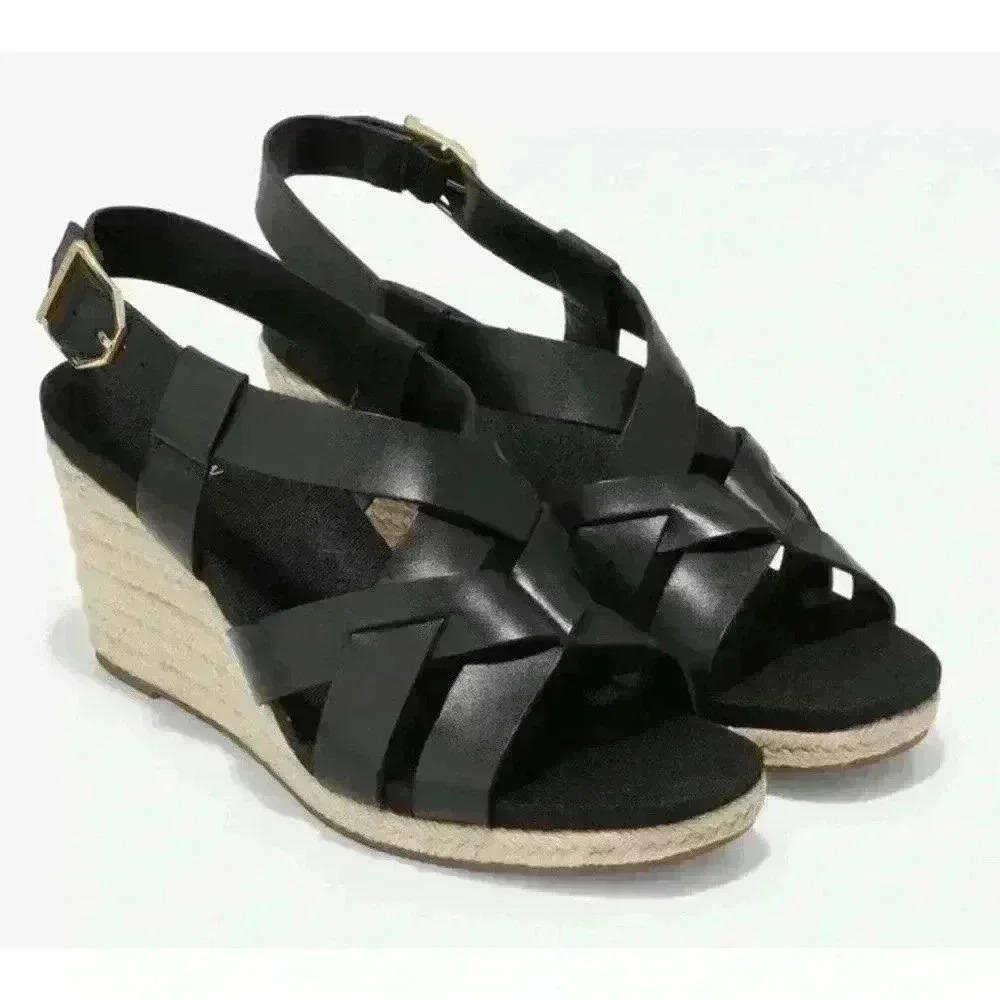 New Cole Haan Women's Crystal 70MM Wedge Black Sandal~ Size 10
